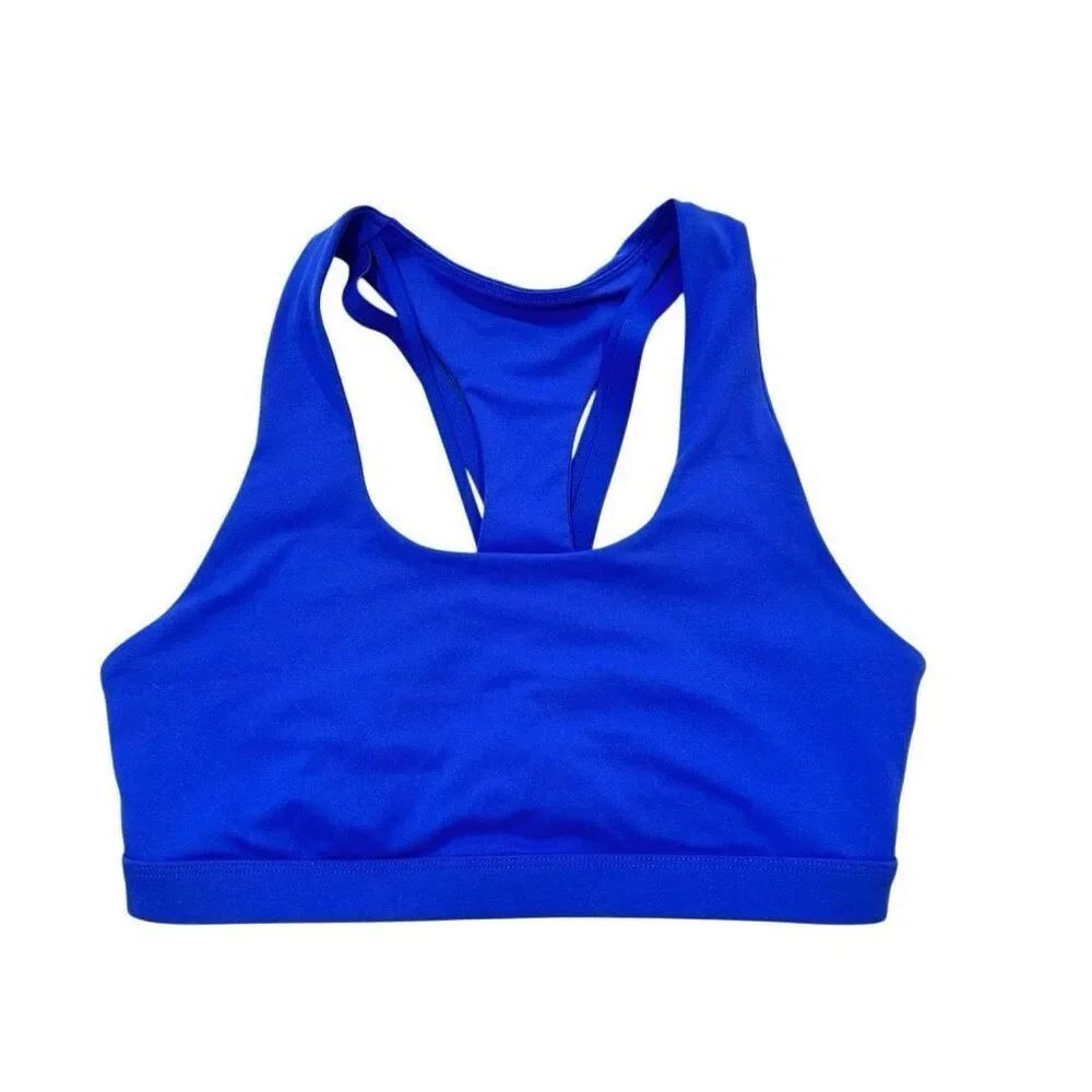 Fabletics Strappy Racerback Boost Medium Impact Blue Sports Bra Small